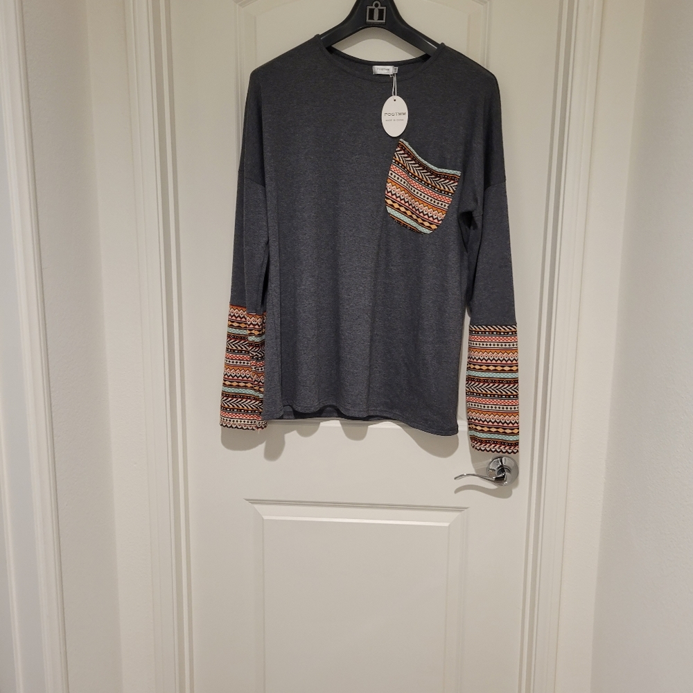 POGTMM Southwestern Aztec Long Sleeve Top. Size XXL #166 - Picture 1 of 9